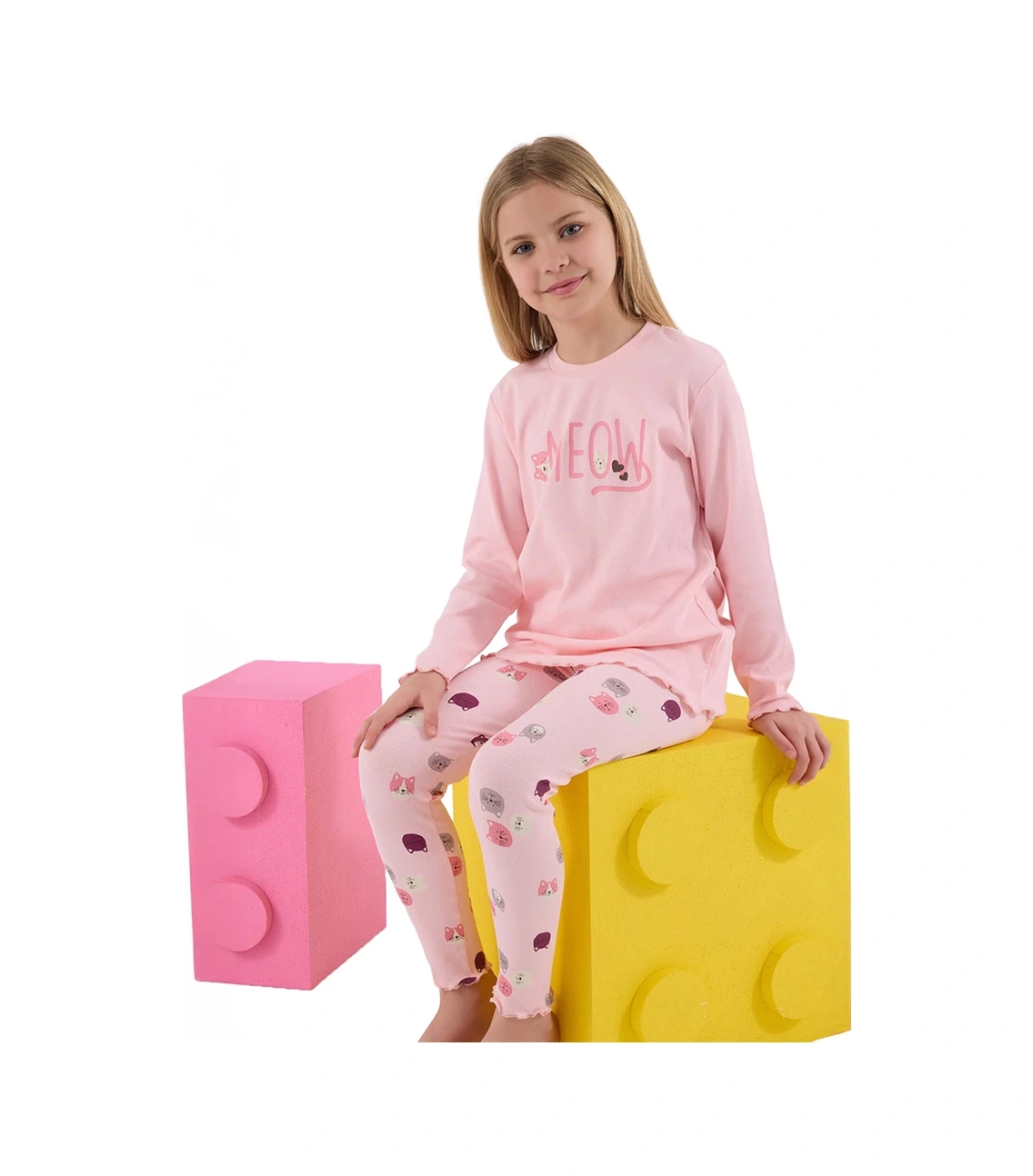 Rolypoly Rp3700-2 Kız Çocuk Kışlık İkili Pijama Takım AÇIK PEMBE