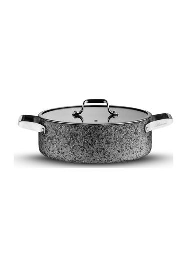 Stone-age 28 Cm Çizilmez Yanmaz Yapışmaz İndüksiyonlu Basık Tencere Gri