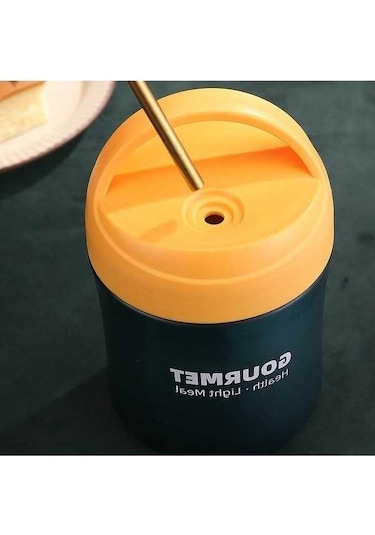 Funtree Paslanmaz Çelik Kaba, 500ml, Geniş Ağız, Kırmızı/sarı/mavi, Pratik Kapaklı Model