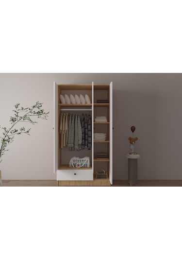 3 Kapaklı 1 Çekmeceli Modern Gardırop