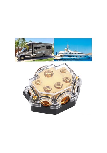 Yunboo Oto Bot Kapalı Korumalı 5 Yollu Güç Dağıtım Kutusu - Alüminyum Alyazı, 0/4ga Giriş, 2/4/8ga Çıkış, Ses Sistemi Koruma