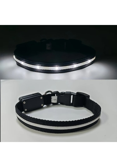 Honeybeeshop Siyah Xs 1000 Metre Görüş Mesafeli Şarj Edilebilir Gece Yürüyüşleri İçin Köpek Ve Kedi Tasması Çoklu Renk Ve Beden Altın