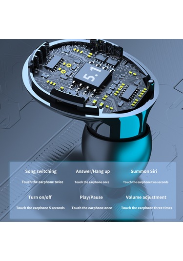 Singree Bt5.1 Kablosuz Kulaklık - Otomatik Eşleşme, Dokunmatik Kontrol, Ipx7 Su Geçirmez, 2000mah Şarj Kutusu Lüks Siyah