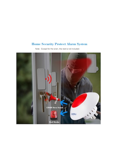 Gajeena Keruı 433mhz Kablosuz Alarm Siren Ve Flaşör, Kablosuz Dedektör Bağlantılı, Kr-j009 Model, Kırmızı Işık Ve Sesli Uyarı Sistemi