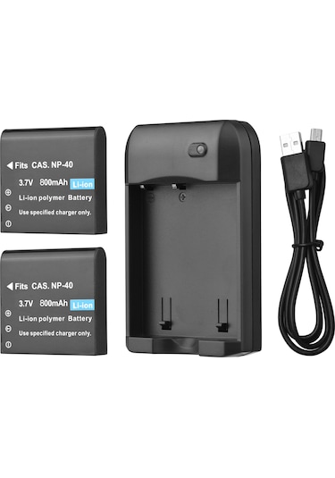 Geeksen Np-40 Şarj Cihazı Ve 2 Adet 800mah Pil - Usb Şarj Kablolu, Led Göstergeli