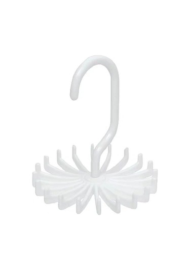 Beyaz 360 Derece Dönen Kemer Rafı Boyun Kravat Askısı Depolama Askısı Kravat Kemer Boyun Tutucu Yerden Tasarruf 20 Kanca Elbise Askısı Beyaz