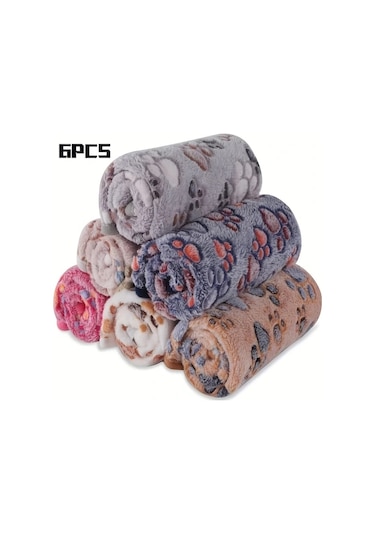 Honeybeeshop 6 Parça Ultra Yumuşak Flanel Pet Battaniyesi Mixed Color 29.92x40.94 Inch Tüm Boyutlarda Kedi Ve Köpekler İçin