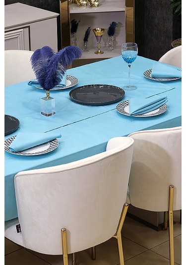 Dream Kumaş Peçete Modelleri Leke Tutmaz Kumaş Peçete Çeyiz Seti 6lı Paket Açık Mavi