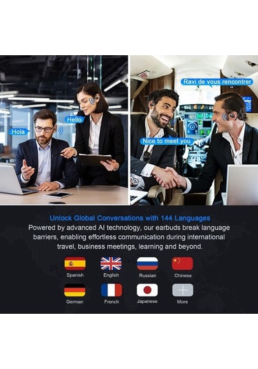 Fastbuy M62 Açık Kulağa Bluetooth Kulaklık - 144 Dil Çeviri, Aı Teknoloji, Müzik Konuşma, Siyah