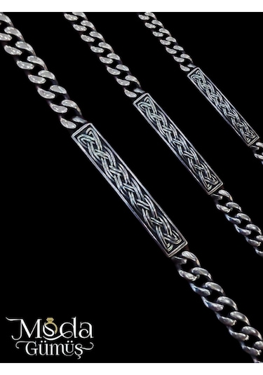 Modagümüşevi 925 Ayar Gümüş Desenli Gurmet Erkek Bileklik