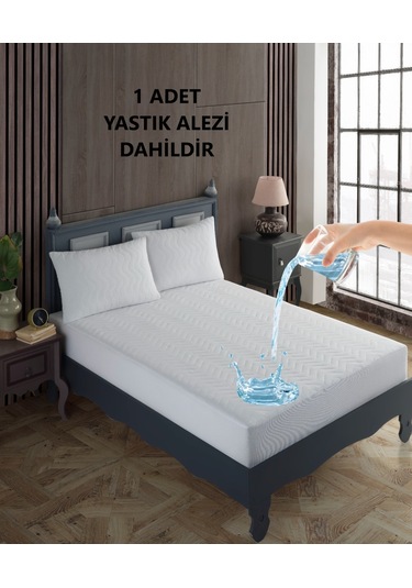Tek Kişilik Kapitone Fitted Su Geçirmez Sıvı Geçirmez Yastık Ve Yatak Alezi Seti Yatak Koruyucu Beyaz