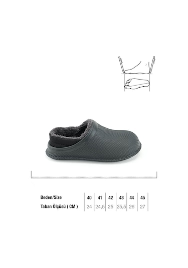 Gezer 15336 Eva İçi Peluşlu Sessiz Taban Erkek Kışlık Ev Terliği Gri