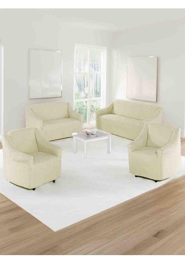 4 Parça Pamuklu Koltuk Örtüsü Takımı Bordo