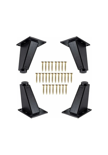 Mufunye 4 Parça Mobilya Ayakları, Alüminyum Metal Eğik Mobilya Ayakları, Dolap Kanepe Masa Şifonyerinin Kanepe Ayaklarının Değiştirilmesi Siyah, 80mm