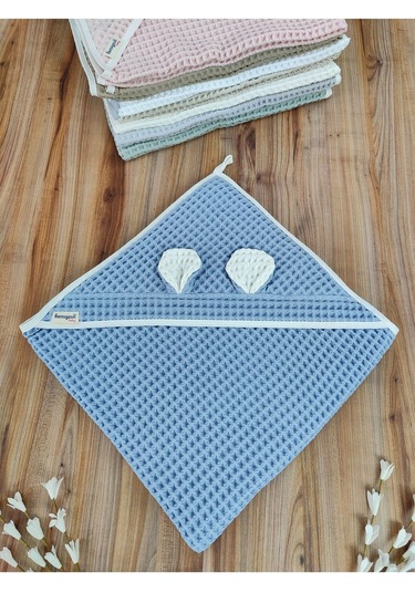 Ekru Pike Bebek Battaniyesi Doğal Organik Uyku Çift Taraflı Bebek Havlu Örtü Yenidoğan Mevsimlik Mavi