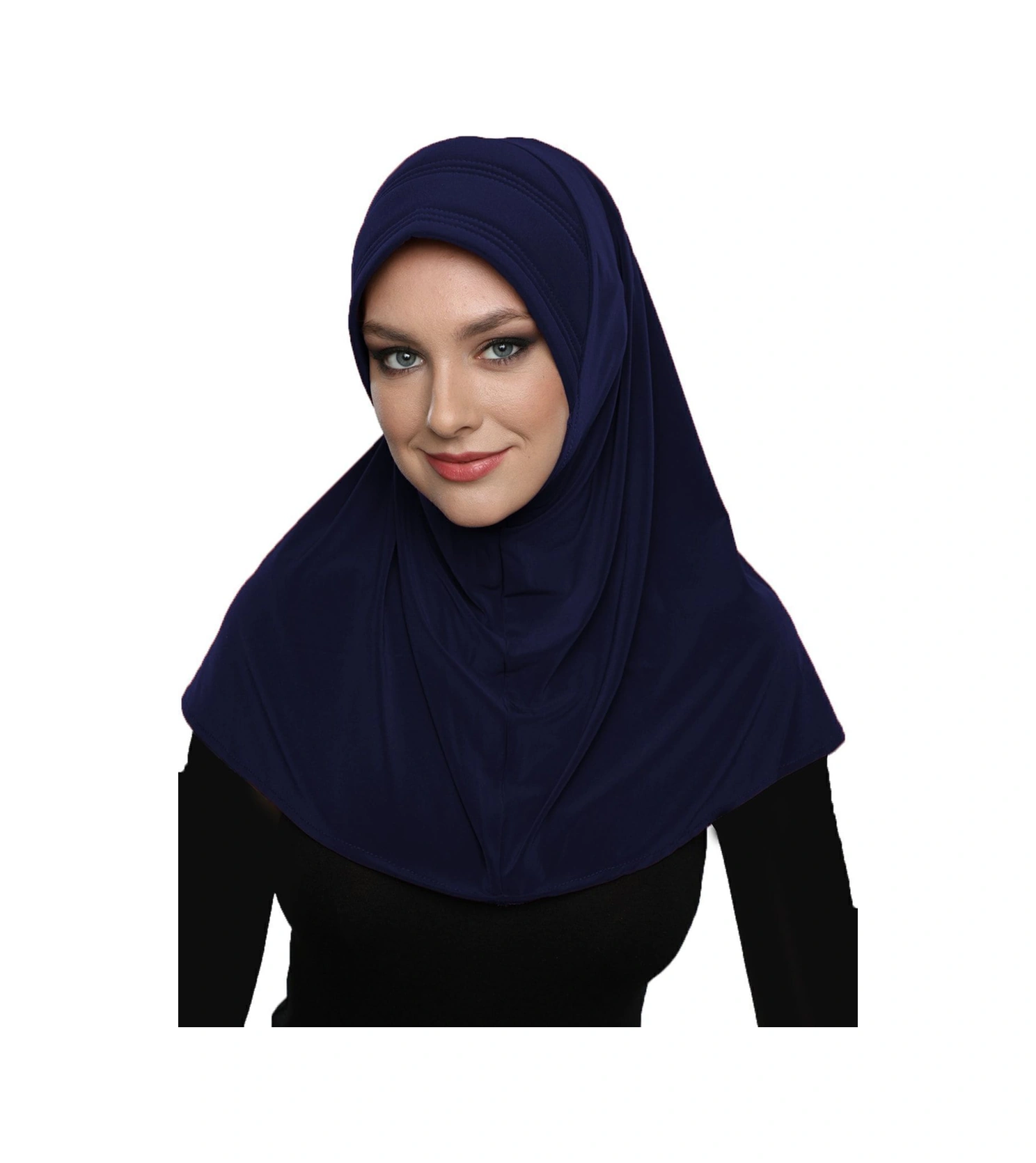 Takmatik Sade Lacivert Hazır Türban Tesettür Havuz Bonesi Namaz Örtüsü Lacivert