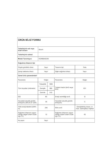 Bosch KGN86AID2N 631 LT No-Frost Kombi Tipi Buzdolabı