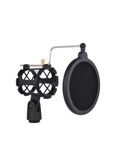 Plastik Mikrofon Şok Montajlı Titreşim Önleyici Mikrofon Tutucu Standı, Pop Filtreli Evrensel Vida