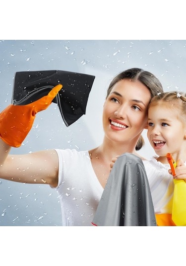 Besthome1 6 Adet Mikrofiber Temizlik Havlusu, Kömür-slate Renk, Kir Ve Iz İzlemeden Cam Temizliği Gri - Siyah