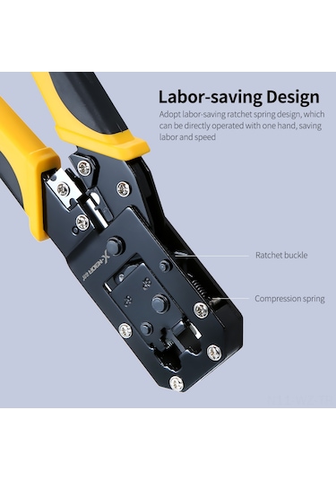 Wezone Yüksek Karbon Çelik 6p/8p Ağ Kablosu Pensesi, Sıyırma Ve Kesme Fonksiyonlu, Kaymaz Kauçuk Tutamak