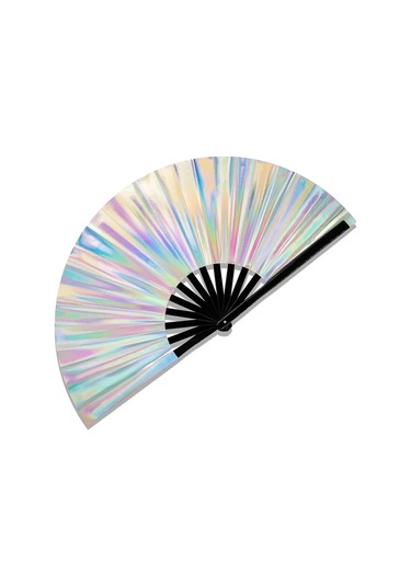 Oldfriend Mor Tay Chi Çin Sanatı Rave Parti 33cm Büyük Mor Holografik Katlanır El Yelpazesi