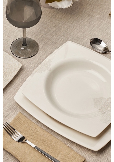 Karaca  Square Bone Flava 24 Parça 6 Kişilik Yemek Takımı