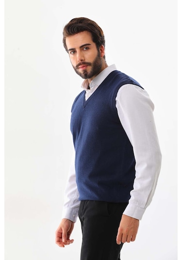 Günay Erkek V Yaka Yün Süveter 0108 Lacivert