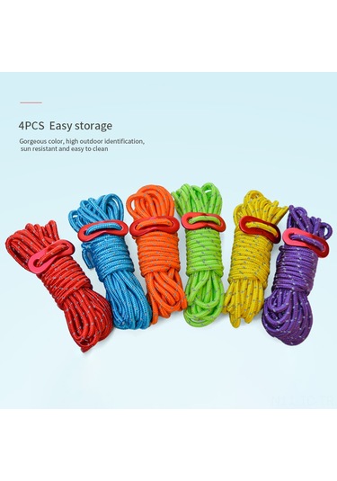 Skycity 8 Adet 4mm Kalın Poliester Aydınlatıcı Kamp Çadır Kordonu - Turuncu Renginde İp Kilitleriyle 4 Metre Uzunlukta Turuncu