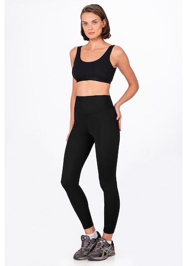 Kompedan Yüksel Bel Toparlayıcı Fitilli Tayt-siyah Siyah