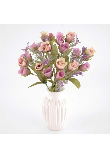 Geeksen 20 Adet Mini Yünlü Plastik Gül Buketi - Ev Dekorasyonu, Partiler, Nikahlar İçin Sürekli Taze, Bordo Renkli