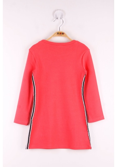 Toontoy Kız Çocuk 2 Yandan Şeritli Elbise Nar Çiçeği