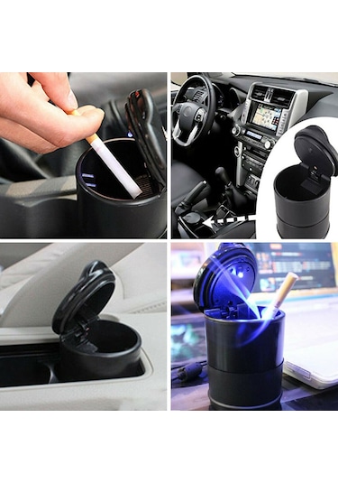 Araç İçi Işıklı Küllük Işıklı Kapaklı Araba Küllüğü Oto Küllük