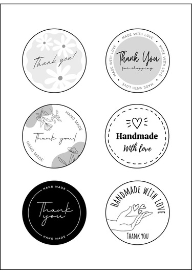 Teşekkür Etiketi 6 Çeşit 40mm Çap