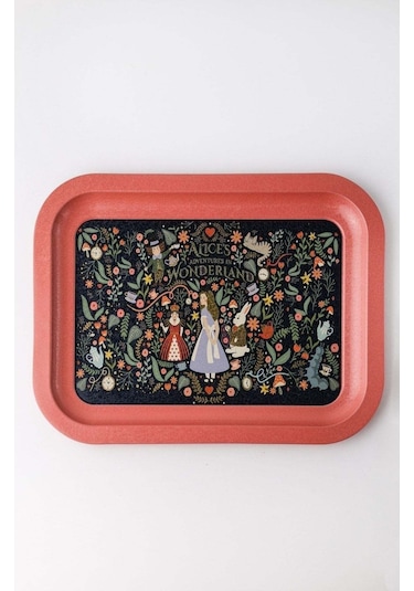 Fairytale Desenli Metal Klasik Tepsi, 23,3 X 30,7 Cm