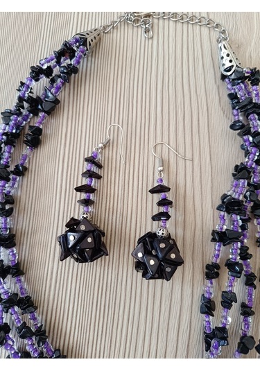 Boncuklu Tasarım Kolye Küpe