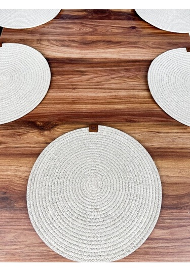 Beyaz Hasır Supla Amerikan Servis Şık Çeyiz Takımı Örgü Sunum Tabak Altlığı Beyaz