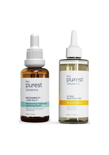 The Purest Solutions Karma ve Yağlı Ciltler İçin Oil Control Toner 200 ML + Intensive Pore Tightening and Lightening Serum 30 ML