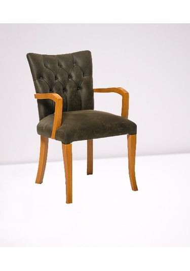 Sandalye Zus160 YARIM KOLÇAK Model Kayın Retro Ayak Doğal renk Babyface kumaş kapitone El Yapım