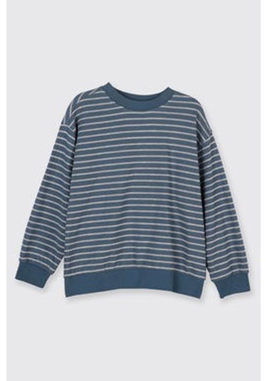 Panço Çizgi Desenli Petrol Erkek Çocuk Sweatshirt 2521bk08009 Petrol