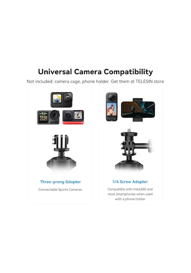 Xiyyadms Telesın Bisiklet Kamera Tutucu: 360 Döner, 1/4" Adaptörlü, Kauçuk Yastık Ve Sabit Somun İle Gopro 12/11/10/9/8/7 Spor Kameralarına Uyumlu