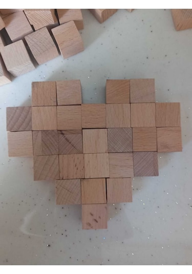 25x25x25mm 48 Adet Küp Blok Kayın Ağacı