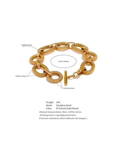 Altın Eetit 316l Paslanmaz Çelik Metal Doku Oval Zincir Bileklik Bileklik Kadınlar İçin 18 K Pvd Kaplama Geçiş-klasps Bildirimi Takı Altın