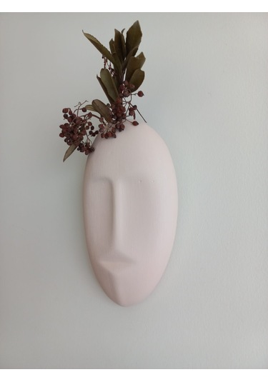 Dekoratif Mask Duvar Vazosu, Duvar Dekoru ,heykel Duvar Süsü, Bej