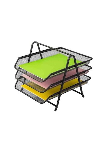 Metal-perforeli 3 Lü Evrak Rafı