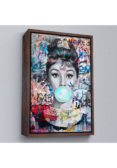 Çerçeveli Audrey Hepburn Graffiti Pop Art Duvar Tablosu-6470