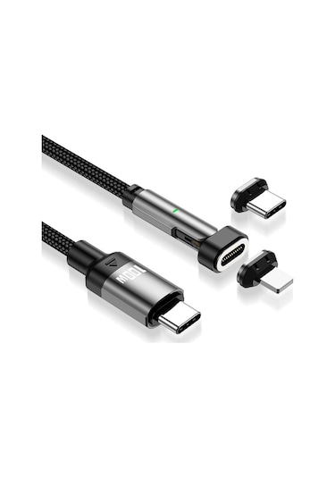 1m Usb-c - Type C / İp 2'si 1 Arada Pd 100w / 27w 180 Derece Dönüşlü Manyetik Şarj Kablosu
