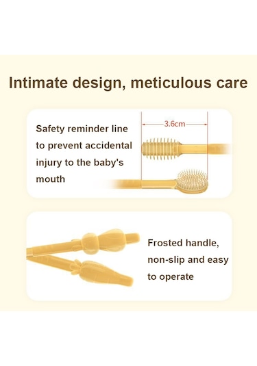 Sones Gıda Sınıfı Silikon Bebek Süt Diş Fırçası + Dil Fırçası Çocuk Ağız Temizleme Fırçası, Renk: Bej
