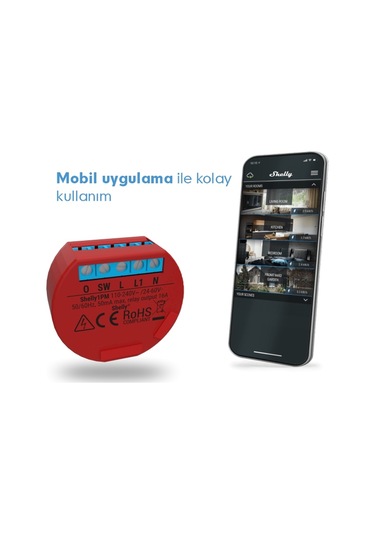 Shelly 1Pm - Akıllı Wi-Fi Röle Anahtar 16A