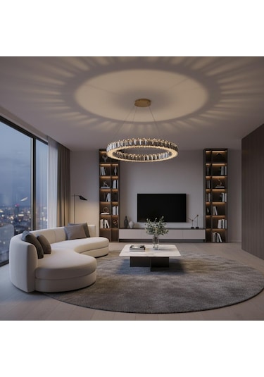 Kristal Uzaktan Kumandalı 40 Cm Avize Gold