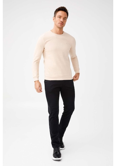 İgs Erkek Bej Standart Bisiklet Yaka Triko Bej